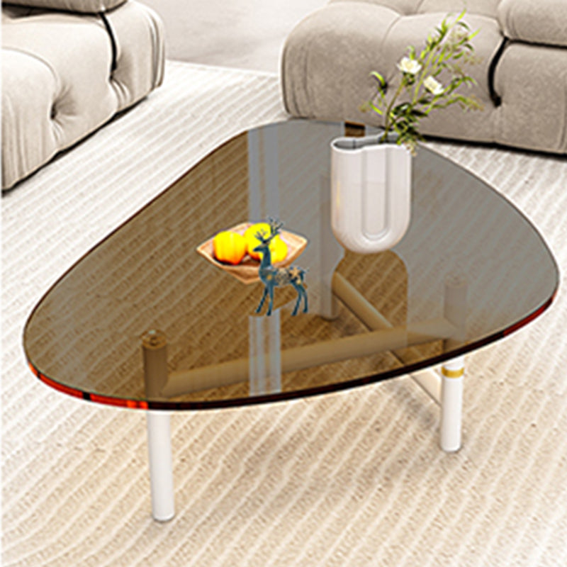 Modern Tempered Glass Top Coffee Table Triangle Coffee Table