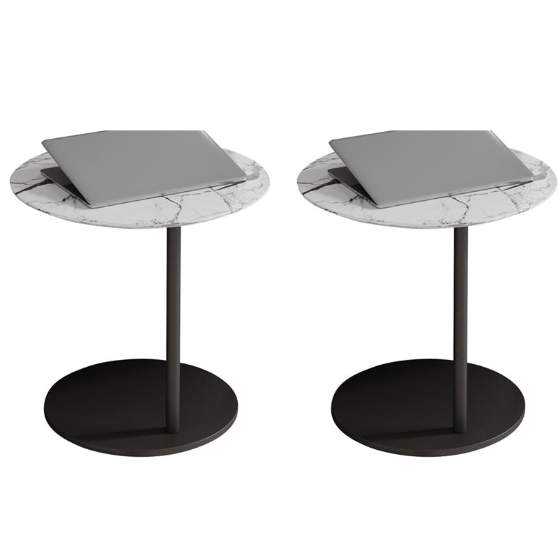 Modern Round Stone Pedestal Sofa Side Accent Table - Dia 19.69"