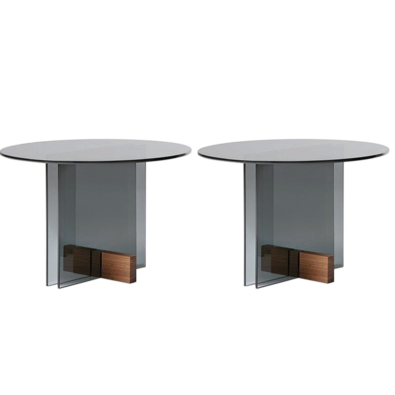 Modern 21.6-inch Round Glass Top Side Table Pedestal End Table