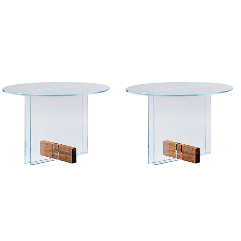 Modern 21.6-inch Round Glass Top Side Table Pedestal End Table