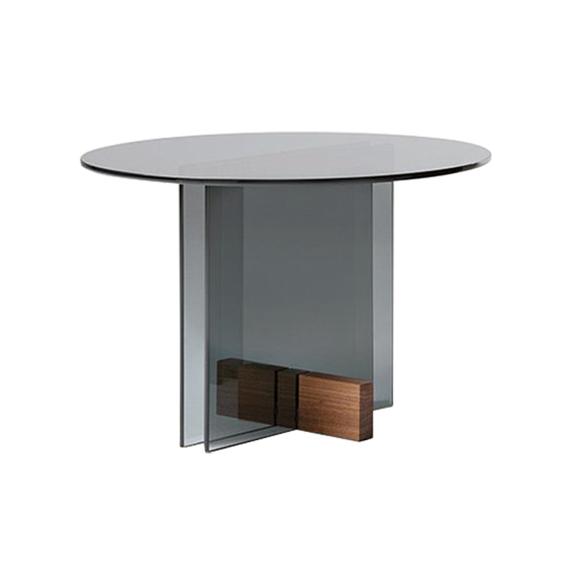 Modern 21.6-inch Round Glass Top Side Table Pedestal End Table