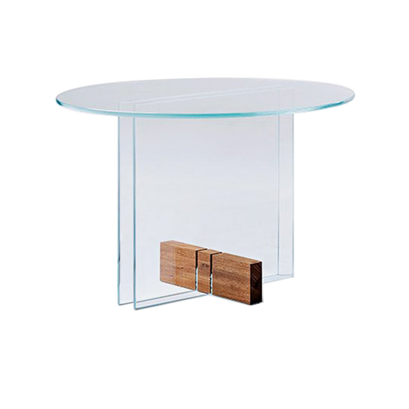 Modern 21.6-inch Round Glass Top Side Table Pedestal End Table