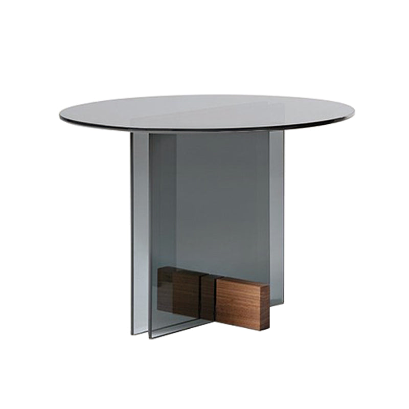 Modern 21.6-inch Round Glass Top Side Table Pedestal End Table