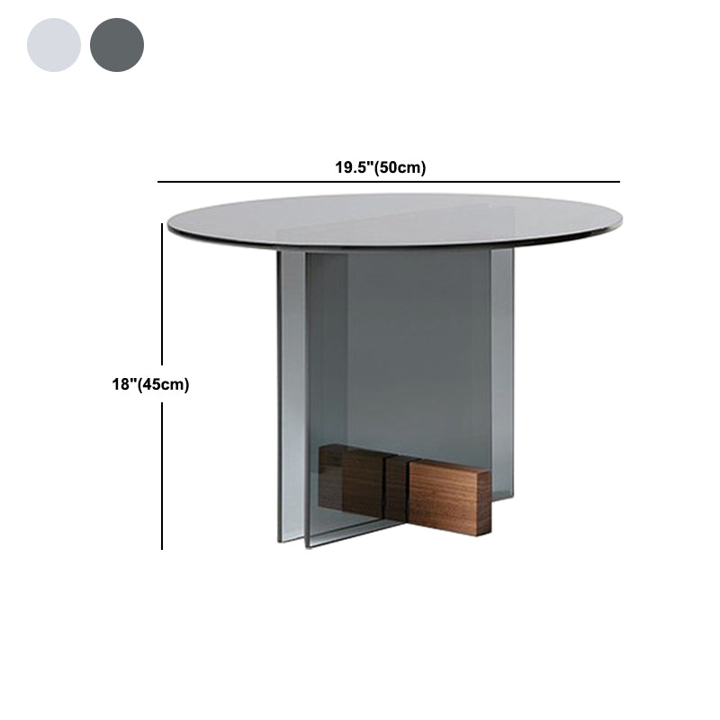 Modern 21.6-inch Round Glass Top Side Table Pedestal End Table