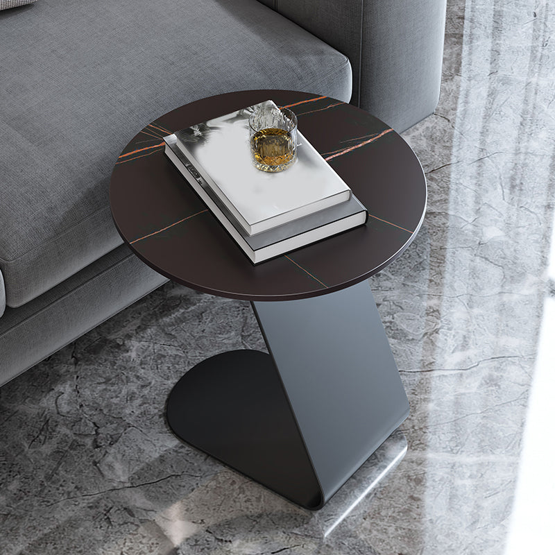 Contemporary Round 23.6" Tall Side Table Metallic C Side Table