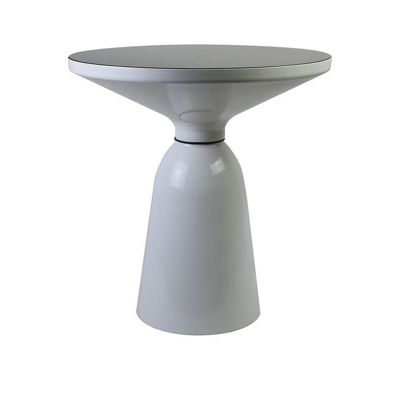Dia 19.69" Round Black Glass Top End Table Modern Cone Shape Side Table