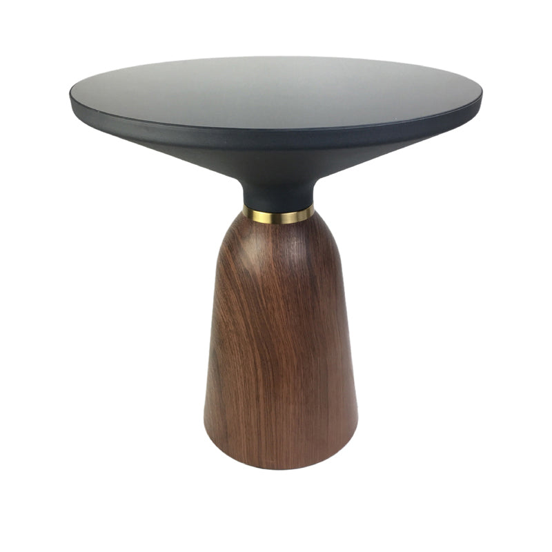 Dia 19.69" Round Black Glass Top End Table Modern Cone Shape Side Table