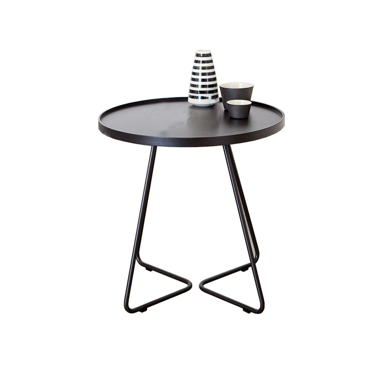 Mid-Century Metal Round Tray Top Side Table Iron Sled End Table