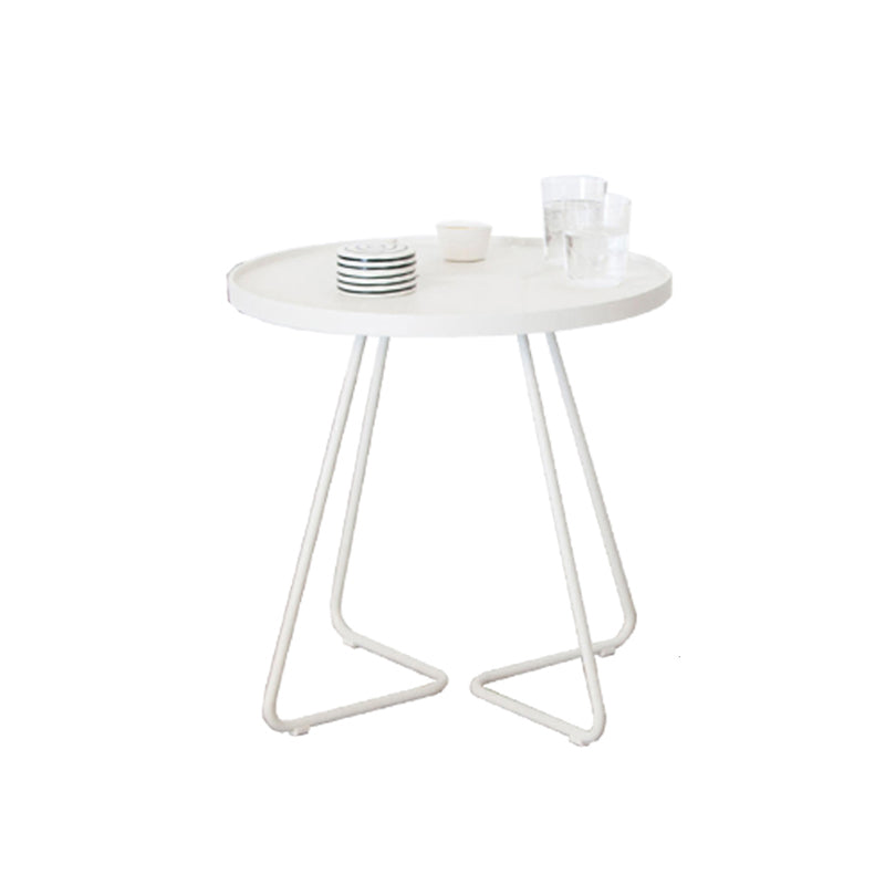 Mid-Century Metal Round Tray Top Side Table Iron Sled End Table