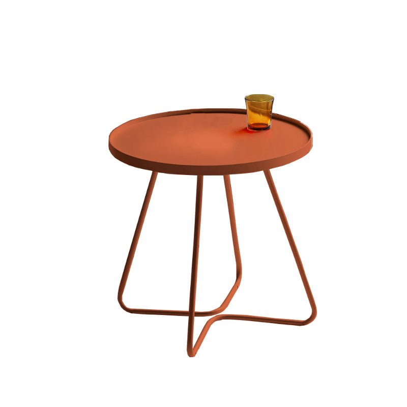 Mid-Century Metal Round Tray Top Side Table Iron Sled End Table