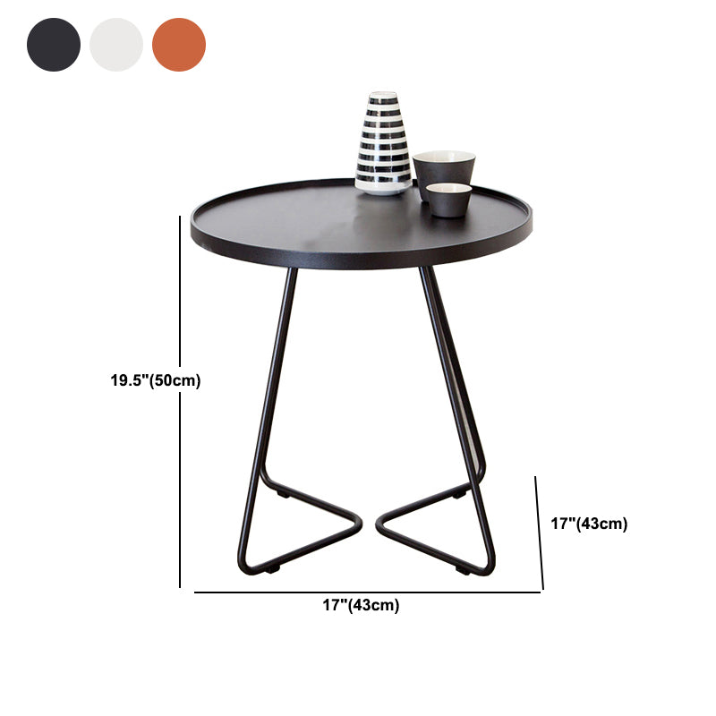 Mid-Century Metal Round Tray Top Side Table Iron Sled End Table
