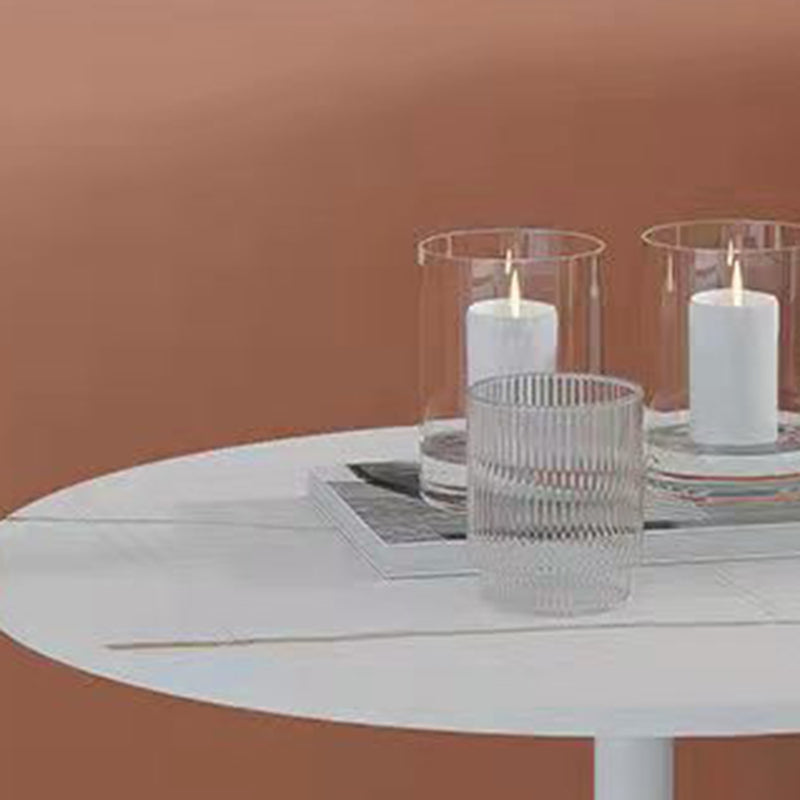 Modern Round Stone Pedestal Sofa Side Accent Table - Dia 12.6-In