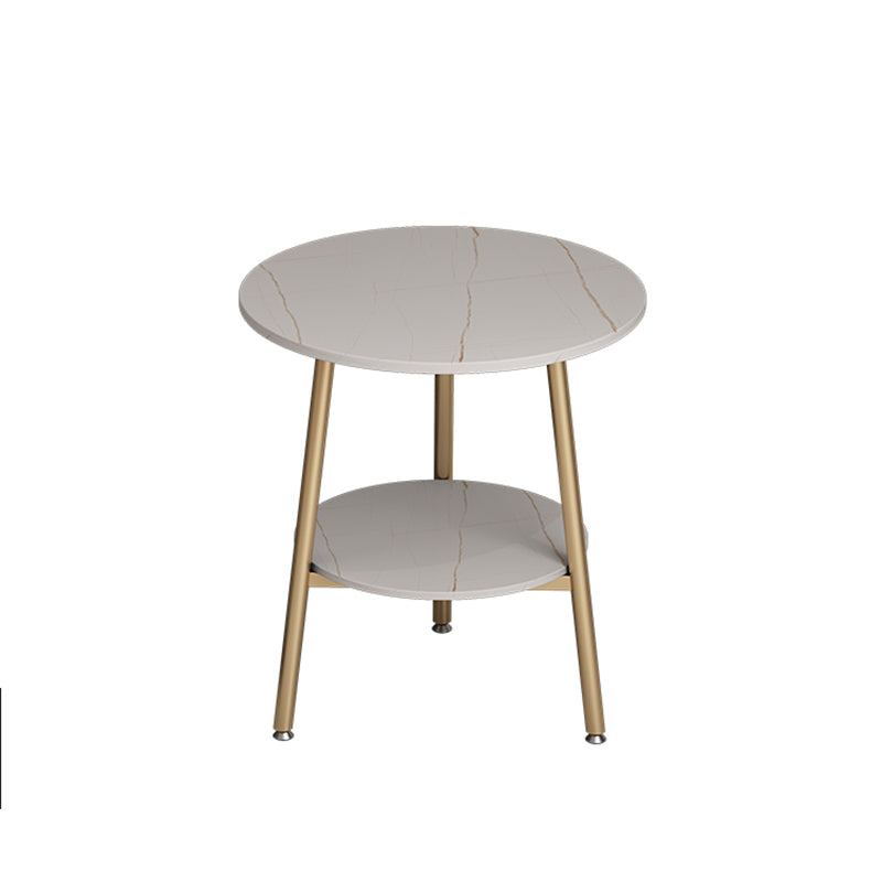 Modern Round Double Tier End Table 21.65" Tall 3 Legs End Table