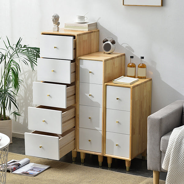 15.74" Wide Modern Wooden Accent Chest Rubberwood Chest with 5 Drawers