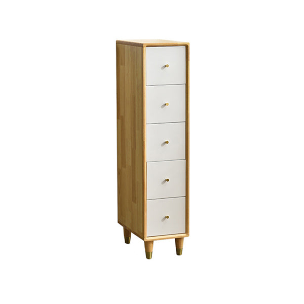 15.74" Wide Modern Wooden Accent Chest Rubberwood Chest with 5 Drawers