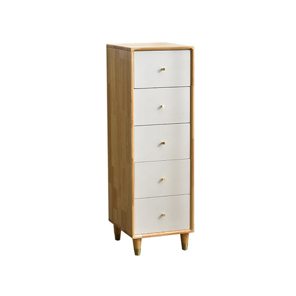 15.74" Wide Modern Wooden Accent Chest Rubberwood Chest with 5 Drawers