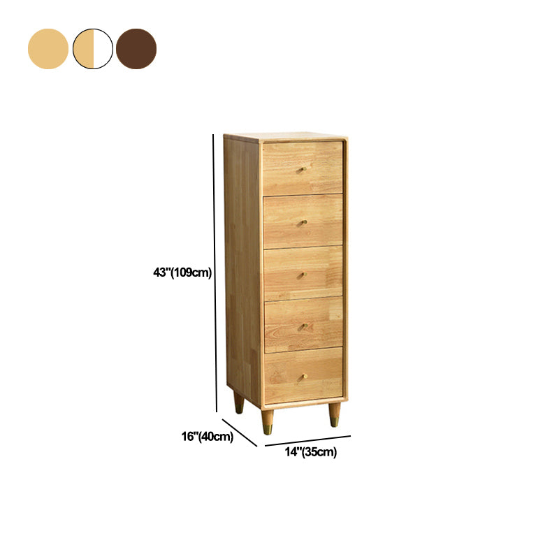 15.74" Wide Modern Wooden Accent Chest Rubberwood Chest with 5 Drawers