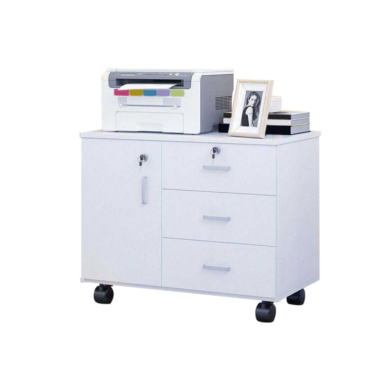 Modern Wooden Accent Cabinet with 1 Door Side Cabinet with Drawers