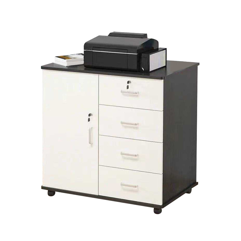 Modern Wooden Accent Cabinet with 1 Door Side Cabinet with Drawers
