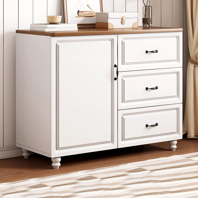 White Wood Accent Cabinet with Drawers 15.74" Wide Modern Standard Side Cabinet