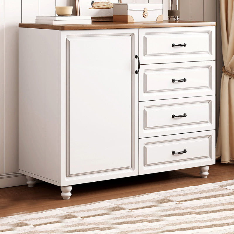 White Wood Accent Cabinet with Drawers 15.74" Wide Modern Standard Side Cabinet