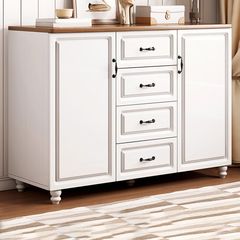 White Wood Accent Cabinet with Drawers 15.74" Wide Modern Standard Side Cabinet