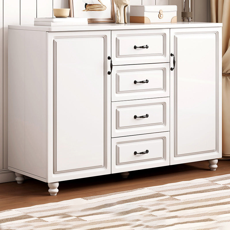 White Wood Accent Cabinet with Drawers 15.74" Wide Modern Standard Side Cabinet