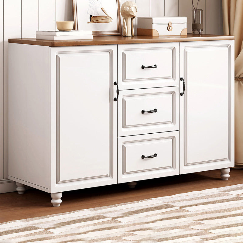 White Wood Accent Cabinet with Drawers 15.74" Wide Modern Standard Side Cabinet