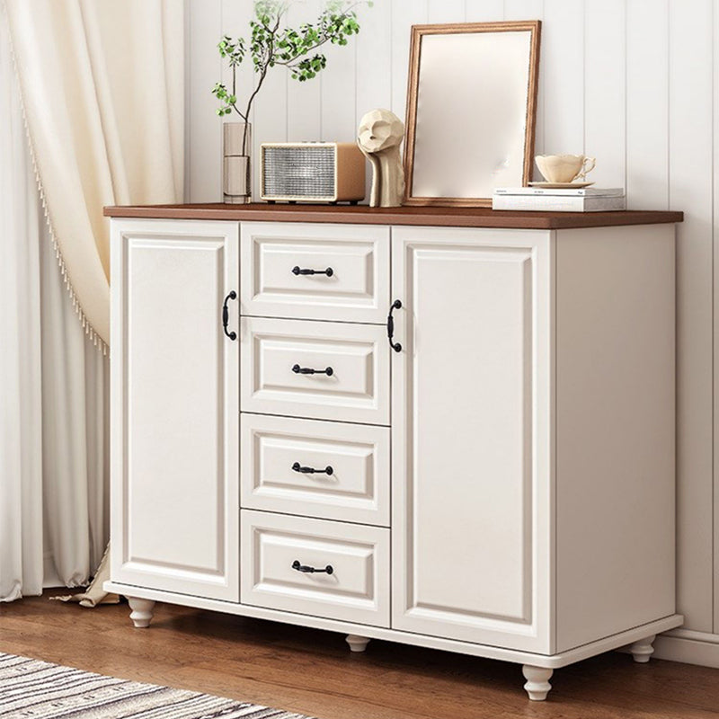 White Wood Accent Cabinet with Drawers 15.74" Wide Modern Standard Side Cabinet