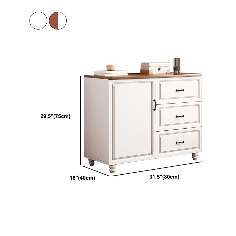 White Wood Accent Cabinet with Drawers 15.74" Wide Modern Standard Side Cabinet