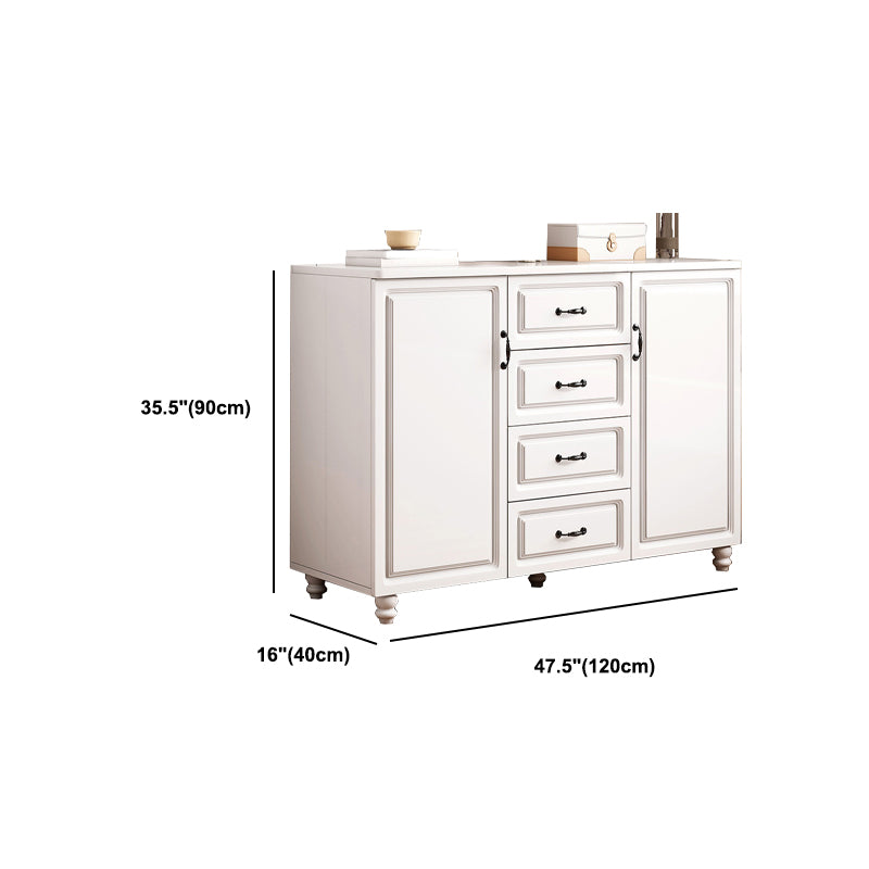 White Wood Accent Cabinet with Drawers 15.74" Wide Modern Standard Side Cabinet