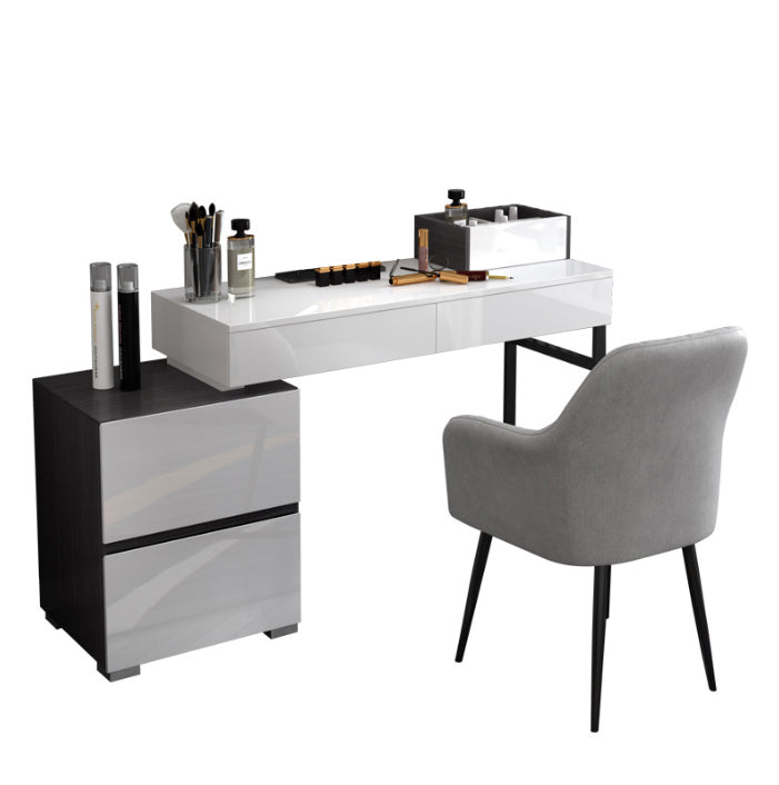 Modern 4 Drawers Vanity Dressing Table 28.94" H White Dresser with Stool