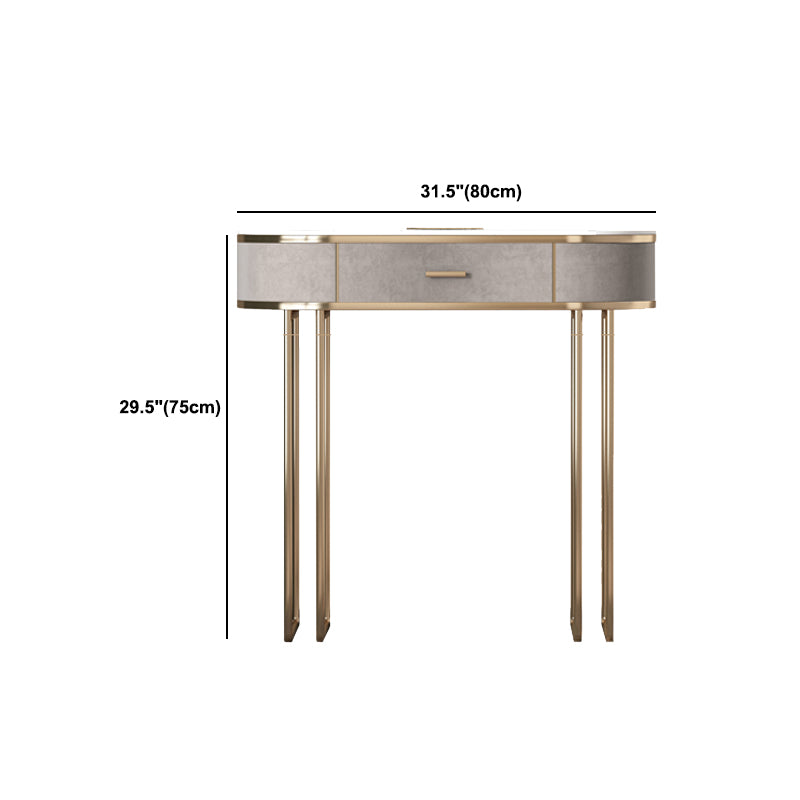 Glam Wood Vanity Dressing Table Gray Vanity Makeup Table Set with Drawer