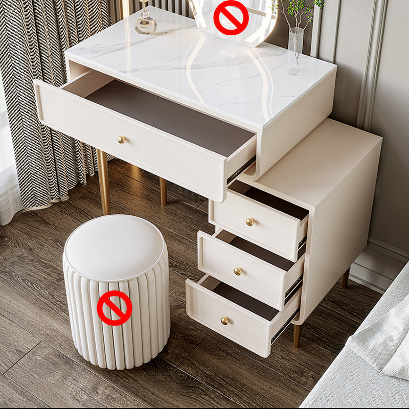 Luxurious Vanity Makeup Dressing Table Solid Wood Dresser with Metal Legs