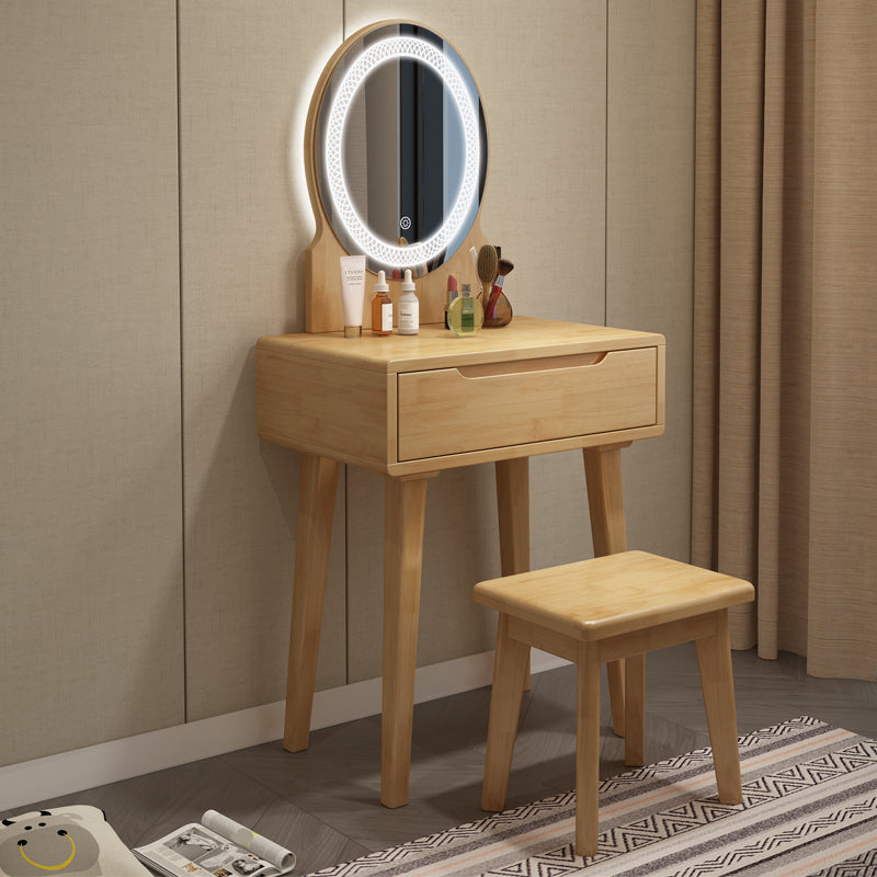 Scandinavian Wooden Make-up Vanity With Drawer in Brown for Bedroom
