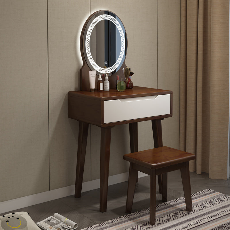 Scandinavian Wooden Make-up Vanity With Drawer in Brown for Bedroom