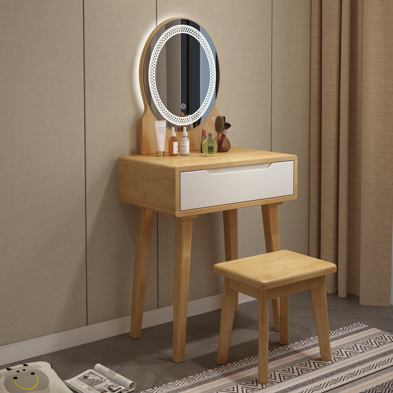 Scandinavian Wooden Make-up Vanity With Drawer in Brown for Bedroom