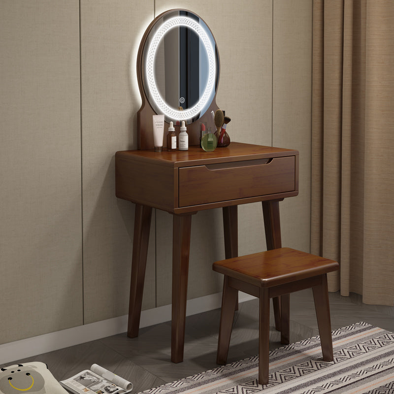 Scandinavian Wooden Make-up Vanity With Drawer in Brown for Bedroom