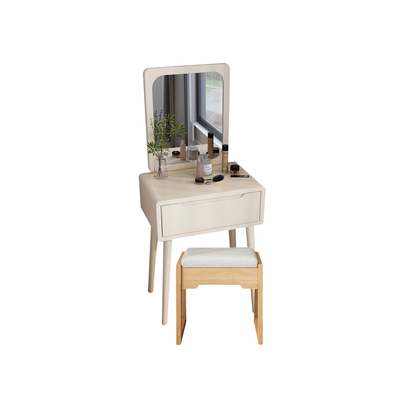 Scandinavian Makeup Vanity Desk Table in White and Brown for Bedroom