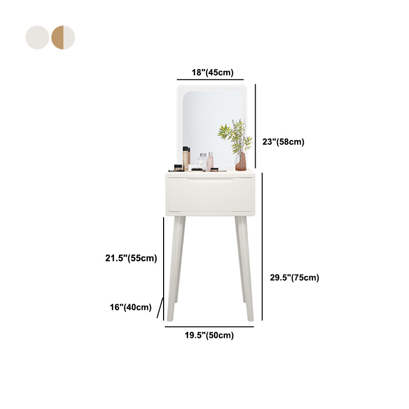 Scandinavian Makeup Vanity Desk Table in White and Brown for Bedroom