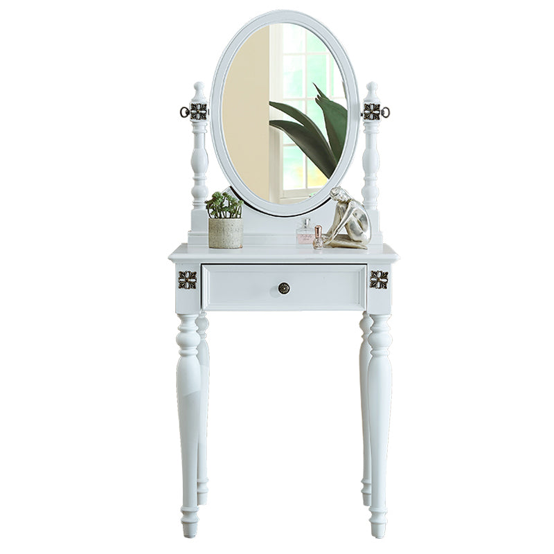 Traditional Wooden Makeup Vanity Desk Table in Brown and White for Bedroom