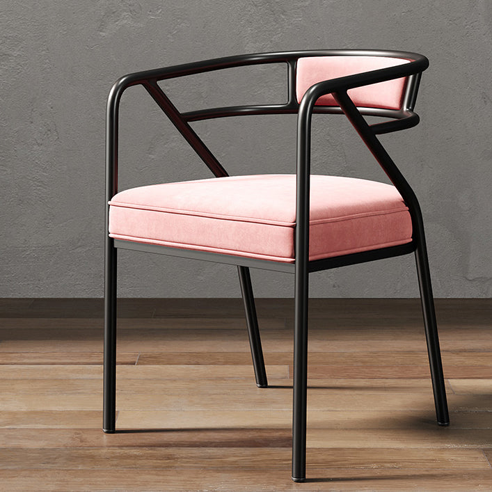 Low Back Office Chair with Fixed Arms Metal Base Modern Conference Chair