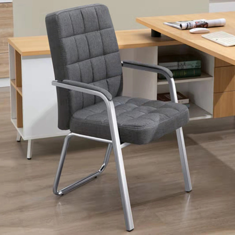 Modern Arm Desk Chair with Metal Base Mid Back Office Chair with Padded Arms