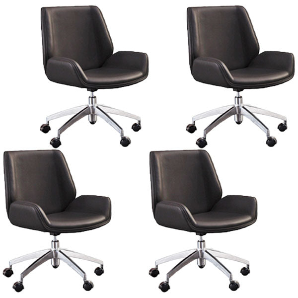 Modern Style Swivel Task Chair Faux Leather Office Chair with Fixed Arms