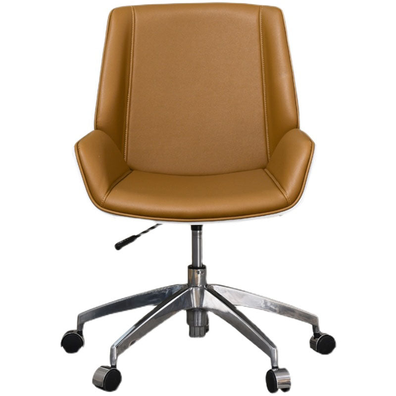Modern Style Swivel Task Chair Faux Leather Office Chair with Fixed Arms