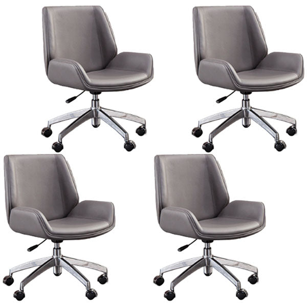 Modern Style Swivel Task Chair Faux Leather Office Chair with Fixed Arms