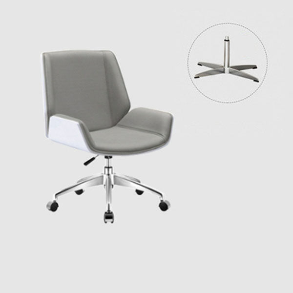 Modern Style Swivel Task Chair Faux Leather Office Chair with Fixed Arms