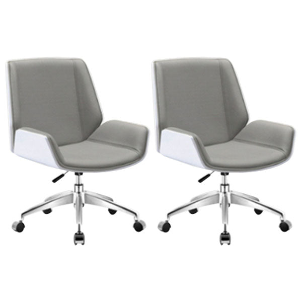 Modern Style Swivel Task Chair Faux Leather Office Chair with Fixed Arms