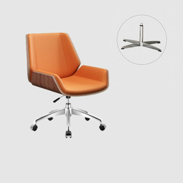 Modern Style Swivel Task Chair Faux Leather Office Chair with Fixed Arms