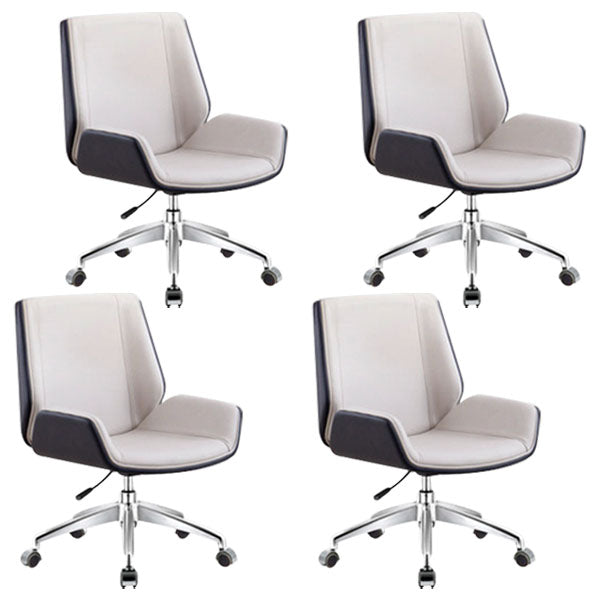Modern Style Swivel Task Chair Faux Leather Office Chair with Fixed Arms